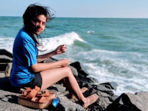 A mandatory picture on the rocky beach!